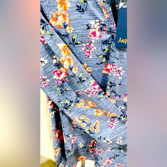 Women’s “Angels Forever Young” Blue Floral Convertible Long Sleeve Blouse - Picture 5 of 10